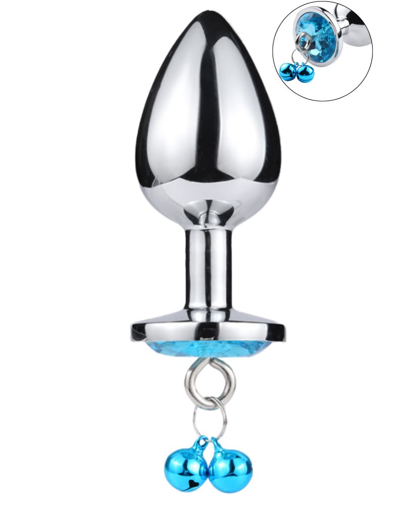 Plug bijou aluminium bleu avec clochettes Taille M JINGLE 